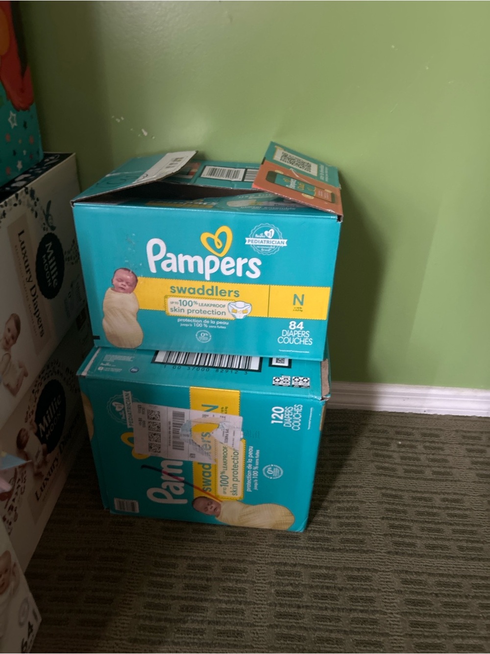 Swaddlers Newborn Diapers - Teal/Yellow (84 Count)(120 Count)